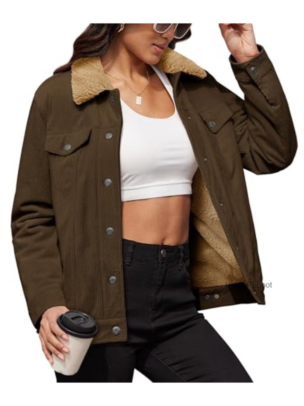 Corduroy Jacket Sherpa Fleece Lined Warm Winter Coat
